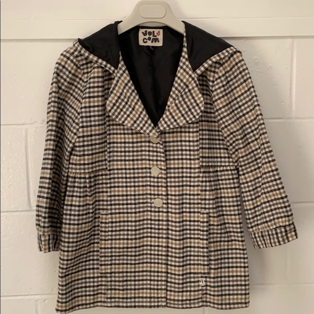 Volcom hooded plaid jacket size Small